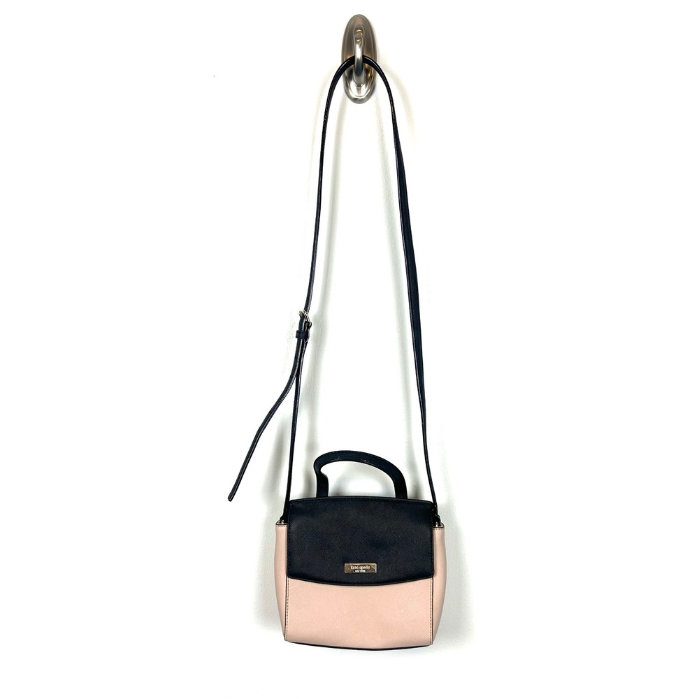 Kate Spade Laurel Way Mini Alisanne Crossbody Bag‎ Black Pink Leather Almondine